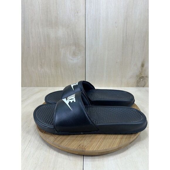 Nike Benassi JDI Black Leather Sandal Slides Mens Size 13 - Picture 1 of 7